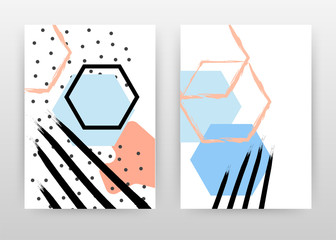 Colorful blue, red black hexagon shape design for annual report, brochure, flyer, poster. Abstract background vector illustration for flyer, leaflet, poster. Business abstract A4 brochure template.