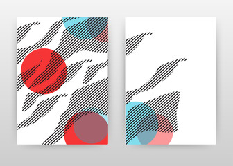 Red, blue rounds and black lined design for annual report, brochure, flyer, poster. Abstract red blue white background vector illustration for flyer, leaflet, poster. abstract A4 brochure template.