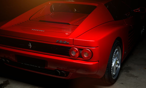 Aachen, Germany, June 14, 2013: Arranged Street shot of an historic Ferrari 512B testarossa Car. 
