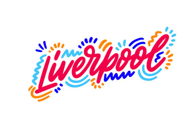 Liverpool Handwritten city name.Modern Calligraphy Hand Lettering for Printing,background ,logo, for posters, invitations, cards, etc. Typography vector.