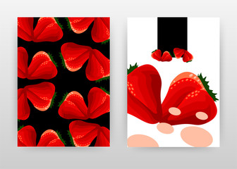Red strawberry fruits design for annual report, brochure, flyer, poster. Red strawberry fruits background vector illustration for flyer, leaflet, poster. Business abstract A4 brochure template.
