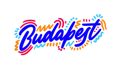 Budapest Handwritten city name.Modern Calligraphy Hand Lettering for Printing,background ,logo, for posters, invitations, cards, etc. Typography vector.
