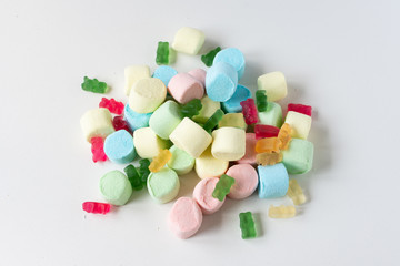 Marshmallows and marmalade. Marmalade bears at the marshmallow pole.