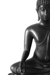 Closeup of Buddha images and make a white background