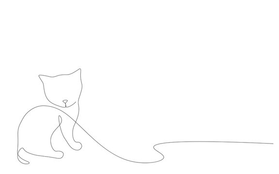 Kitten line draw vector illustration