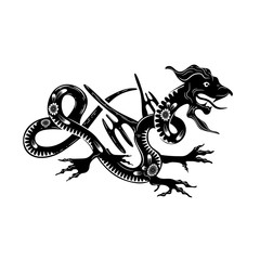 Chinese zodiac sign of the year of the dragon. Black dragon with white ornament.