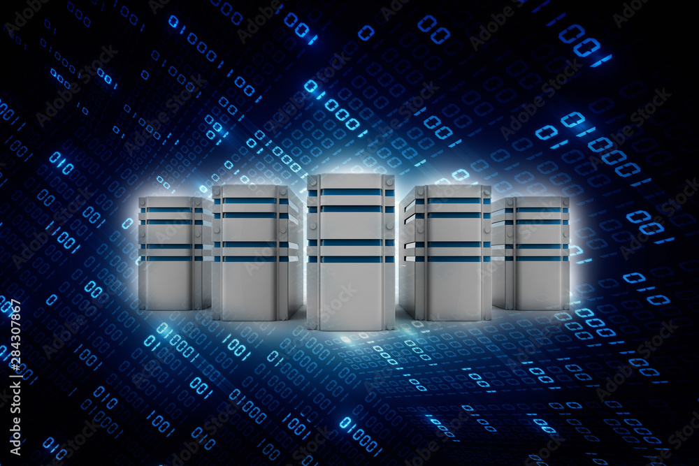 Poster 3d rendering database storage network concept