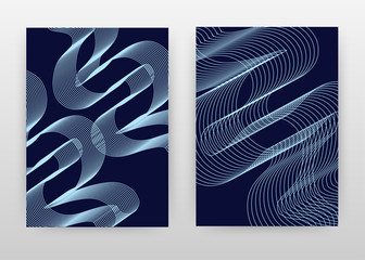 Blue waved lines concept design of annual report, brochure, flyer, poster. Waved lines on blue background vector illustration for flyer, leaflet, poster. Business abstract A4 brochure template.