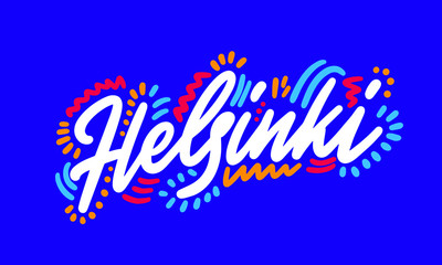 Obraz premium Helsinki Handwritten city name.Modern Calligraphy Hand Lettering for Printing,background ,logo, for posters, invitations, cards, etc. Typography vector.