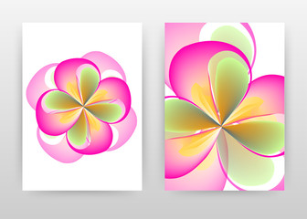 Pink green flower petal concept abstract design of annual report, brochure, flyer, poster. Colorful flower concept background vector illustration flyer, leaflet, poster. Business A4 brochure template.