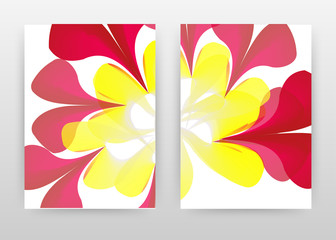 Red yellow flower petals abstract design of annual report, brochure, flyer, poster. Red yellow concept on white background vector illustration for flyer, leaflet, poster. Business A4 brochure template