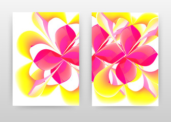 Red yellow flower petal concept abstract design of annual report, brochure, flyer, poster. Pink yellow concept on white background vector illustration for flyer, leaflet, poster. A4 brochure template.