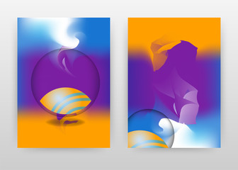 Obraz premium Abstract orange purple blue design for annual report, brochure, flyer, poster. Blue purple round background vector illustration for flyer, leaflet. Business abstract A4 brochure template.