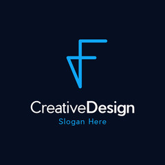 letter F line logo template, Modern unique creative letter F logo design, Minimalist F Luxury monogram initial based vector icon.