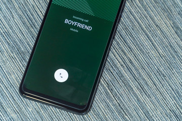Getting a call from the boyfriend concept