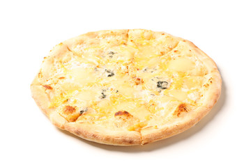 Tasty cheese pizza isolated on white background