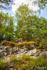 Marble slopes surprise with their variegation. Karelia, Russia
