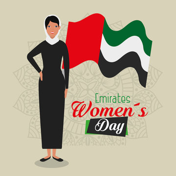 arabic woman with traditional flag desigb