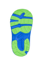 Sole of sport tracking shoes snickers individual design close up isolated one