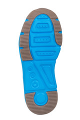 Sole of sport tracking shoes snickers individual design close up isolated one