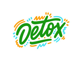 Fototapeta premium Detox hand drawn illustration. Template for card banner and poster for bar menu and restaurant. Vector illustration