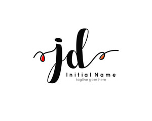 J D JD Initial brush color logo template vetor