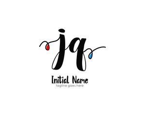 J Q JQ Initial brush color logo template vetor