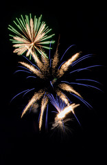 Colorful bavarian fireworks at Landau, Isar, 2019, Bavaria, Germany