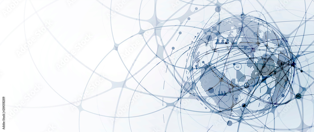 Poster technology data background, idea of global business solution