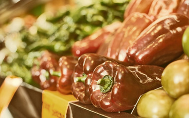 red pepper on market counter