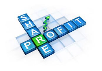 3d crossword of making profit business or  shares trading success