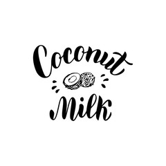 Coconut milk text logo. Trendy lettering font. Packaging, sticker, banner design. Vector eps 10.