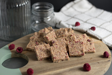 Peanut Butter and Raspberry Slice