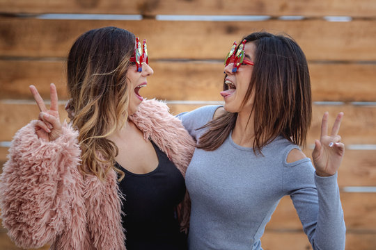 Cheerful Mom And Her Daughter Celebrate Birthday