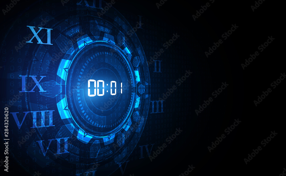 Poster abstract futuristic technology background with digital number timer concept and countdown, vector tr