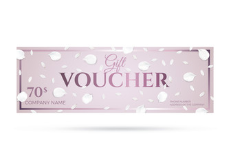 Gift voucher template design with leaves and ornate decoration