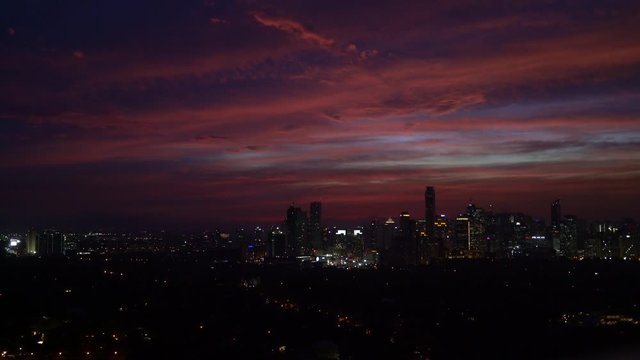 Manila Skyline - Colorful sky during dusk in Makati neighborhood in the capital of the Philippines
