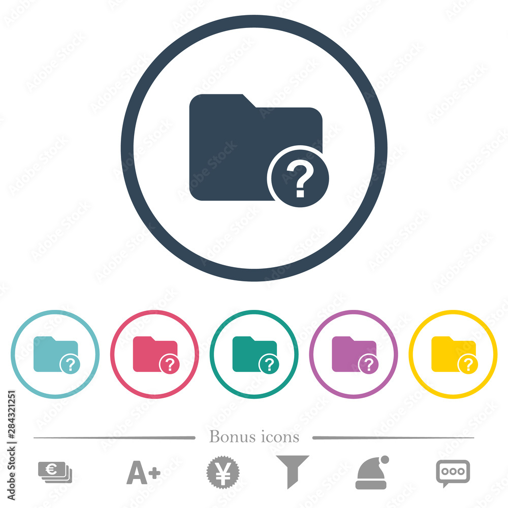 Poster unknown directory flat color icons in round outlines