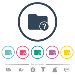 Unknown directory flat color icons in round outlines
