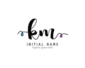 K M KM Initial brush color logo template vetor