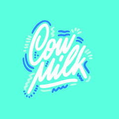 Fototapeta premium Isolated blue vector milk logo. Paint blot icon. Uppercase lettering modern design. Simple flat label. Healthy dairy natural products symbol. Cow milk vector illustration