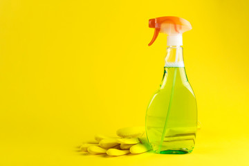 detergent bottle on yellow background