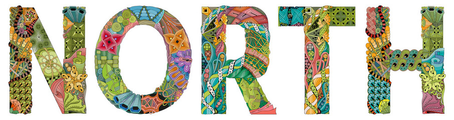 Word North. Vector zentangle object for decoration