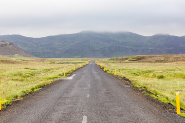 Secluded road in Iceland in summer 