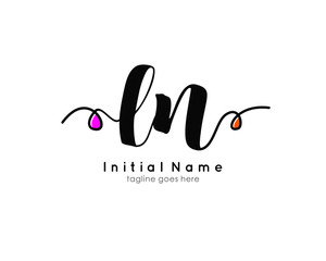 L N LN Initial brush color logo template vetor