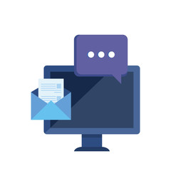 desktop computer with envelope mail