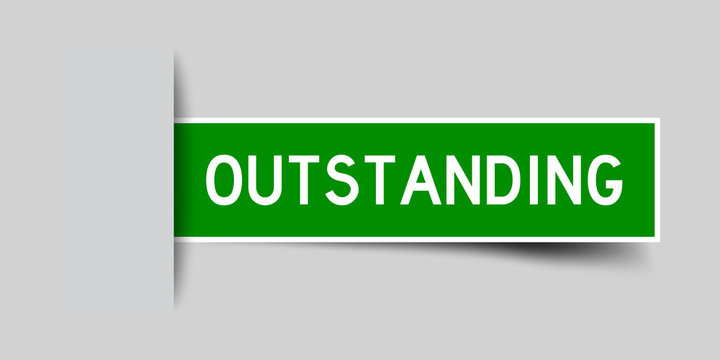 Square seal green color sticker in word outstanding insert on gray background