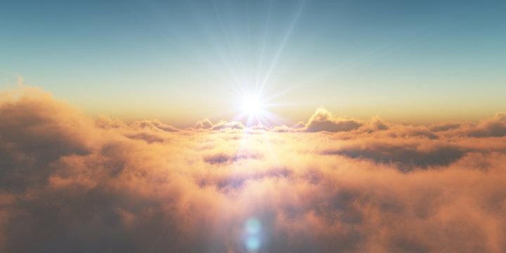 heaven, sunset over the clouds