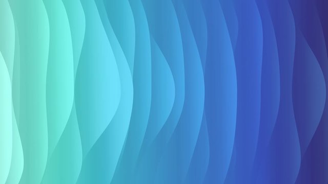 Abstract organic background of slowly moving wavy shapes graded in cold green and blue colors