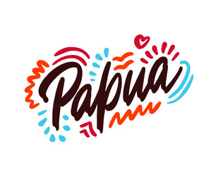 Obraz premium Papua handwritten city name.Modern Calligraphy Hand Lettering for Printing,background ,logo, for posters, invitations, cards, etc. Typography vector.